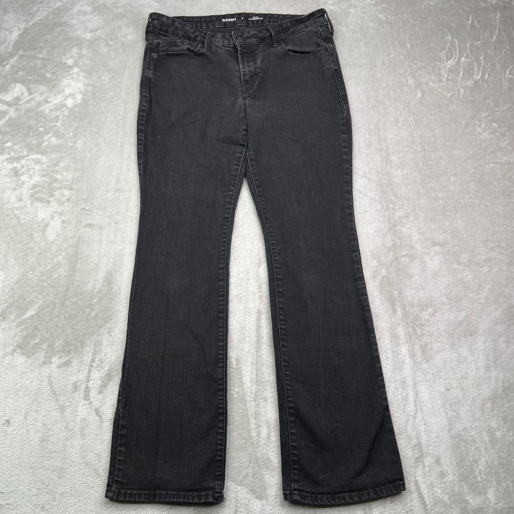 Old Navy Kicker Boot-Cut Jeans Womens 6 Short Black Stretch Mid Rise Denim